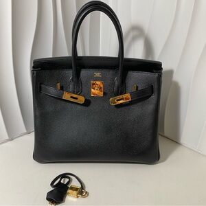 HERMÈS Birkin 30 Black Epsom Leather Gold Hardware